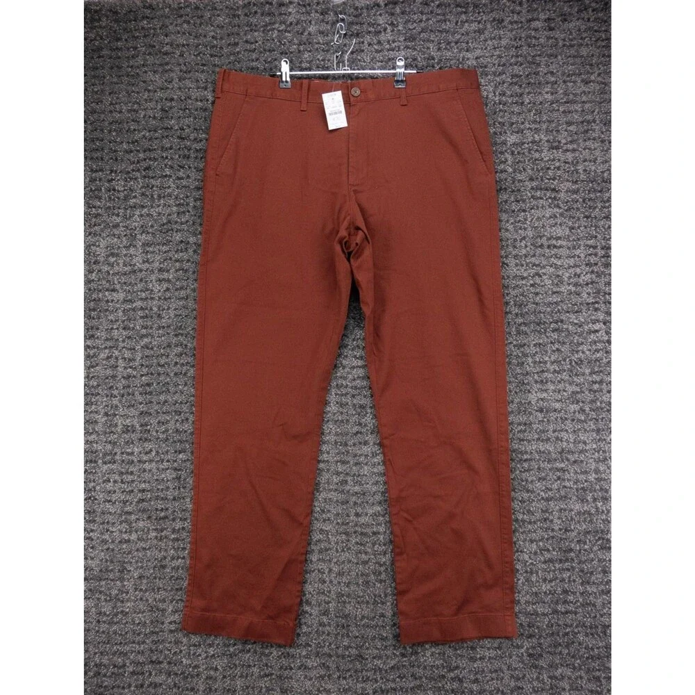 J Crew Chino Pants Mens 38x32 Actual 39x32 Deep Redwood Straight Fit Flex NWT